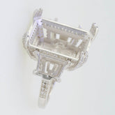 Sterling Silver Semi Mount Ring Setting Emerald OCT 18x13mm BAG 8x6x5mm - Syzjewelry